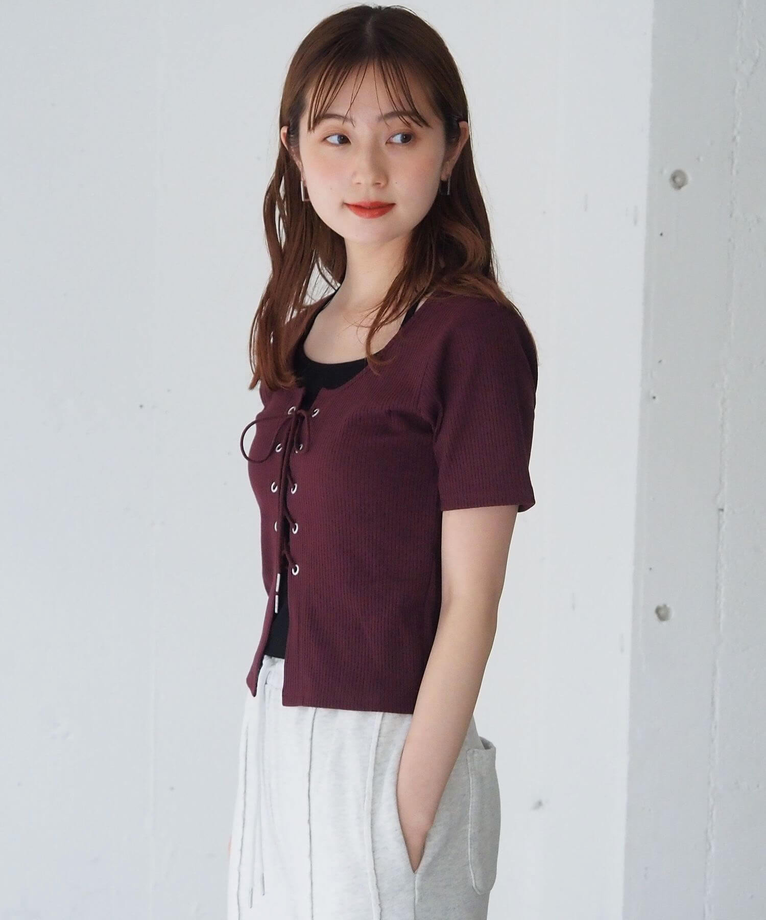 トップス petit po tiptop+pocket ティップトッププラスポケット / レースアップ