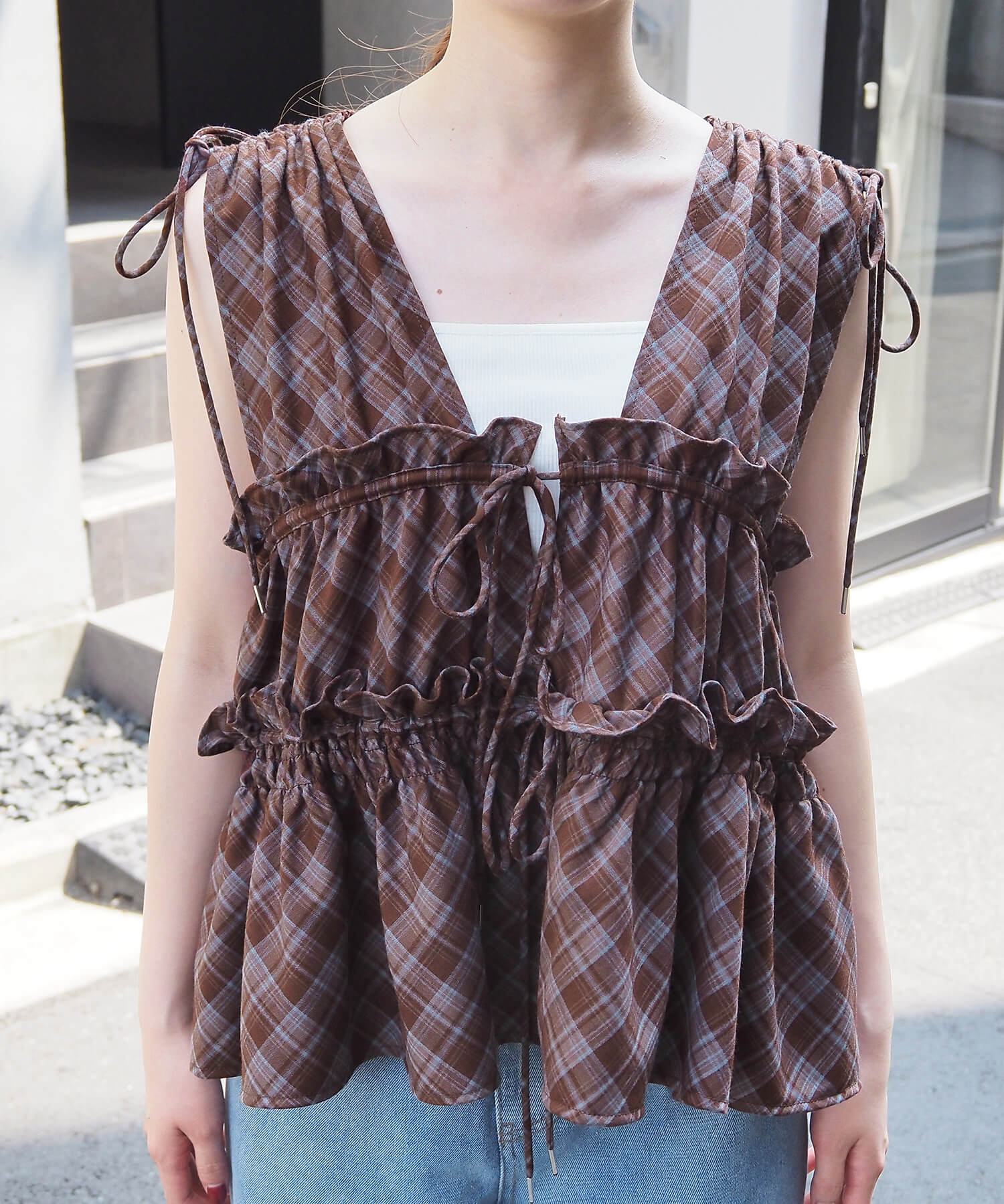 tiptop+pocket ティップトッププラスポケット / リボン使いギャザー