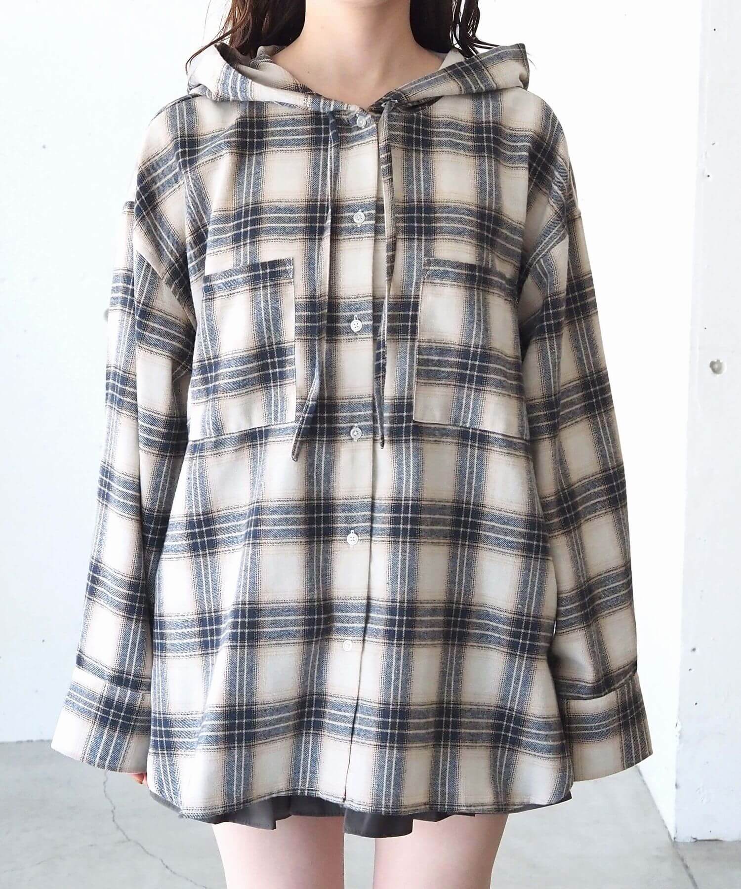 tiptop+pocket ティップトッププラスポケット / チェックBIGフードシャツ