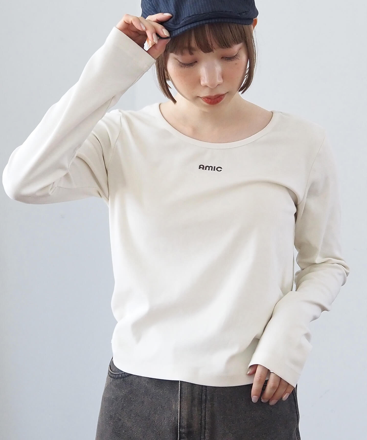 tiptop+pocket ティップトッププラスポケット / 硫化染めギャザーロゴロンT