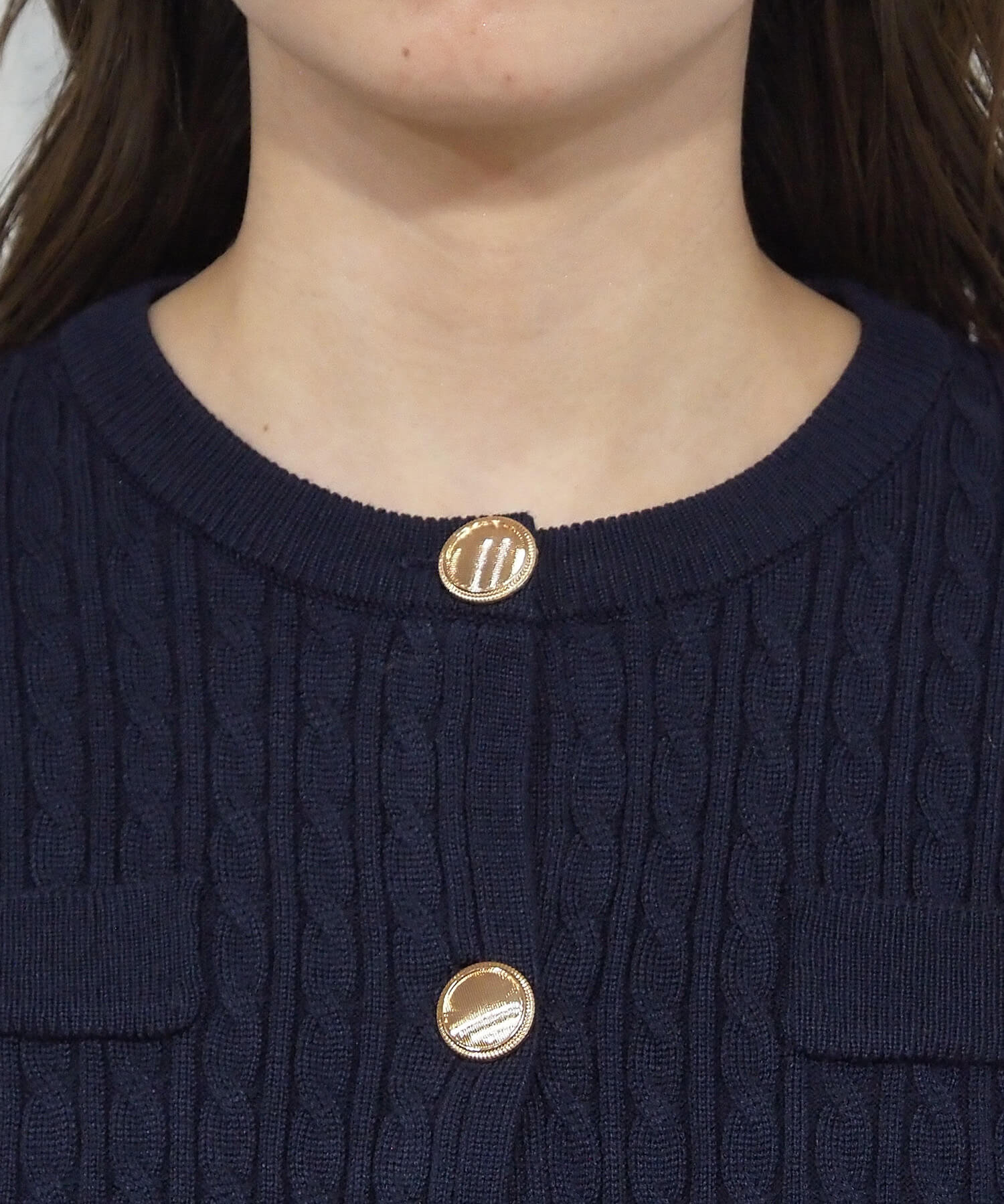 tiptop+pocket ティップトッププラスポケット / ケーブル金釦カーディガン