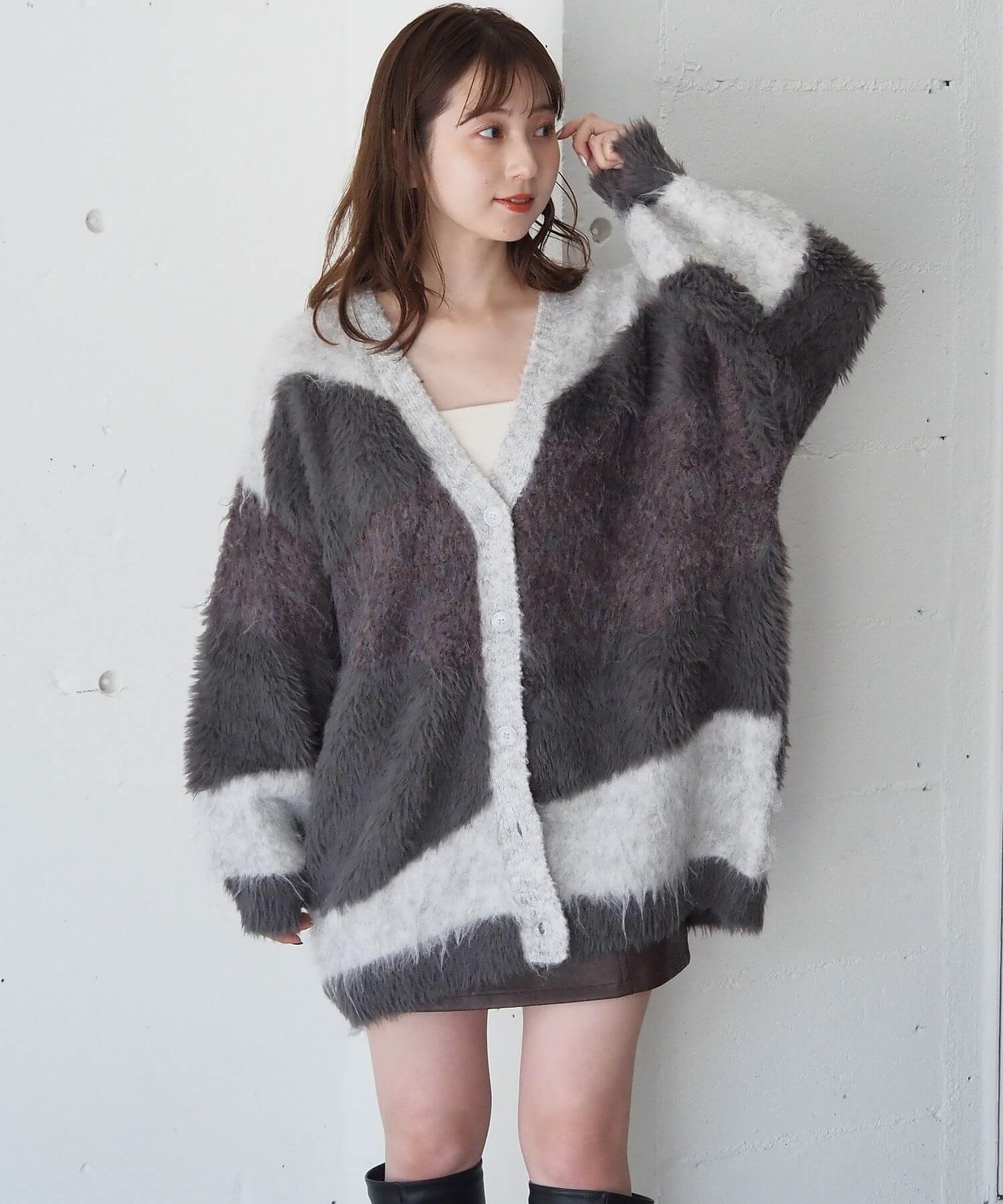 tiptop+pocket ティップトッププラスポケット / 異素材MIXVネック