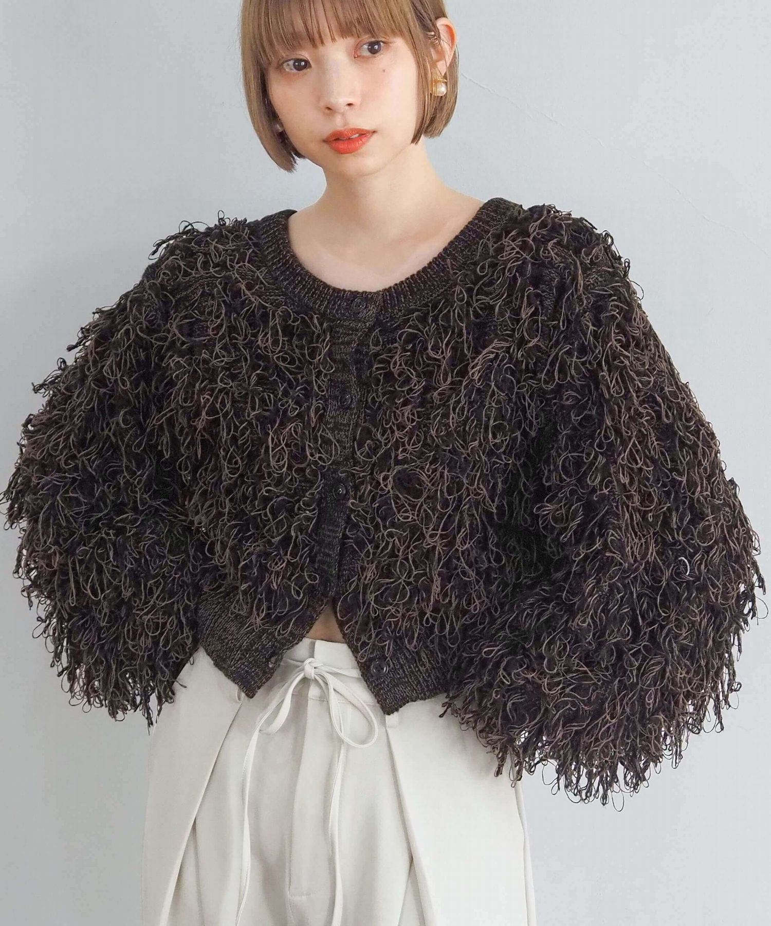 tiptop+pocket ティップトッププラスポケット / ループフリンジ2wayニット