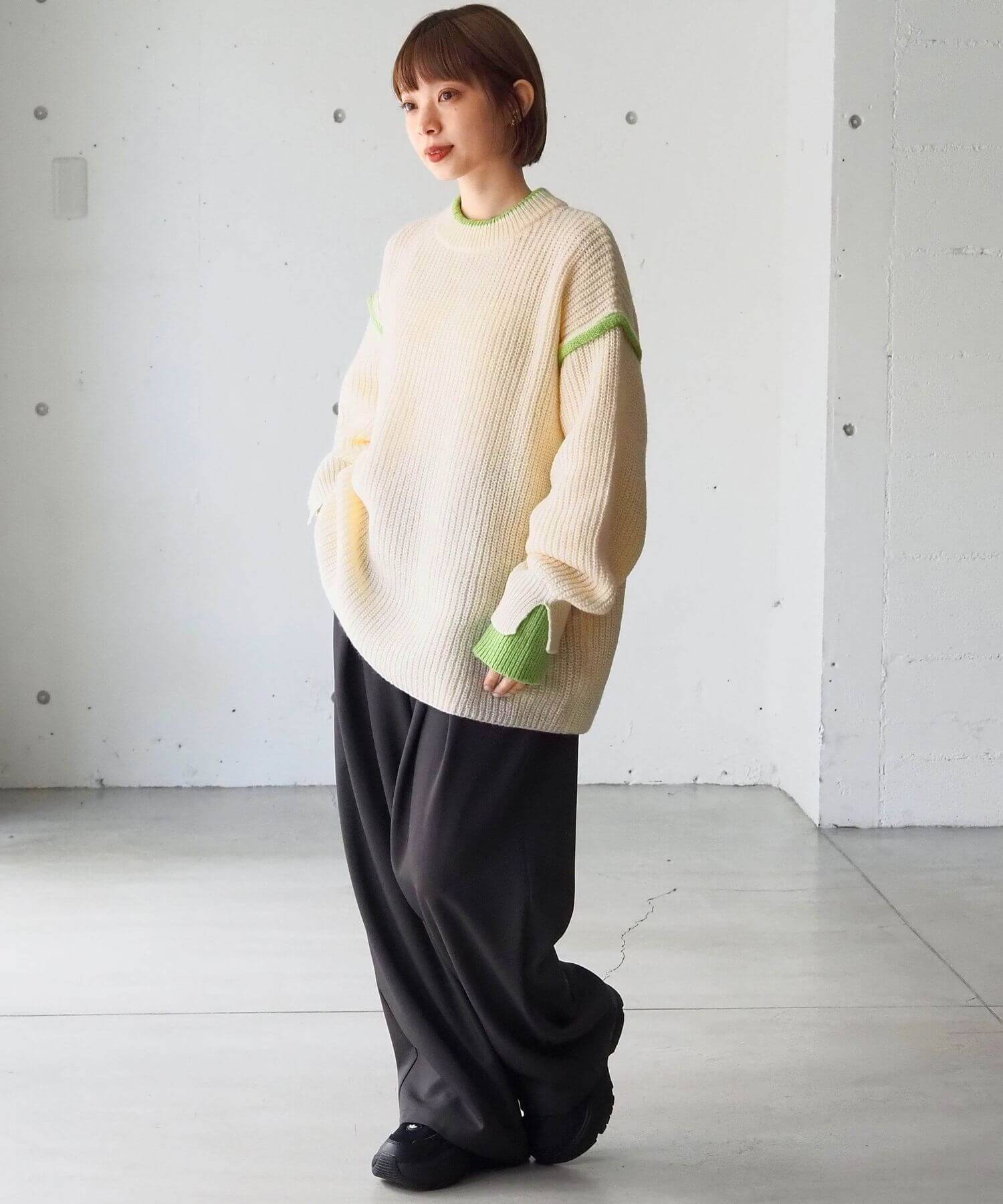 tiptop+pocket ティップトッププラスポケット / 畦編配色レイヤード